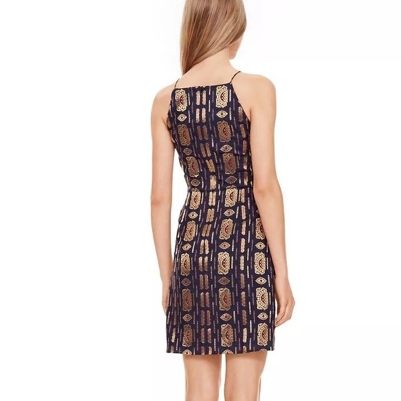 NWT Tory Burch Strappy Metallic Jacquard Mini Dress - Size 6 - Picture 5 of 13